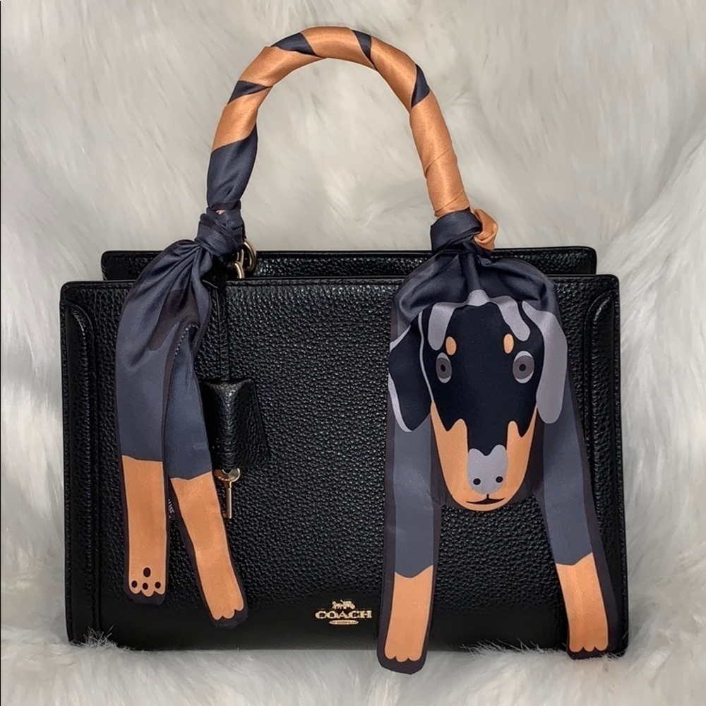 ADORABLE DACHSHUND DOXI DOG SKINNY SCARF BAG HANDLE WRAP HAIR TIE NECK BANDEAU - Picture 2 of 6